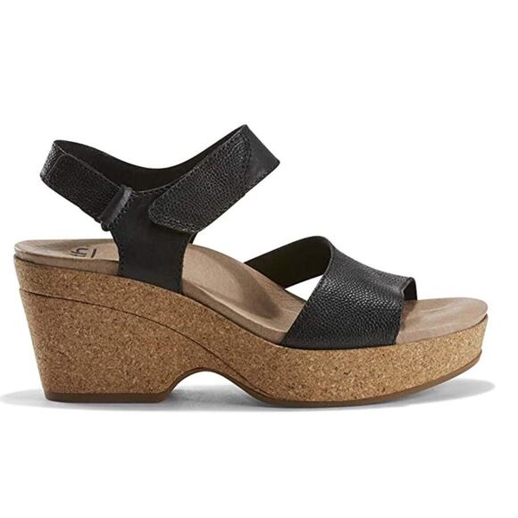 Earth Sandals Dark Academia Size 11 Khaya Kella Leather Open Toe Platform Black - Picture 2 of 8